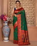 Bottle Green Paithani Saree 01