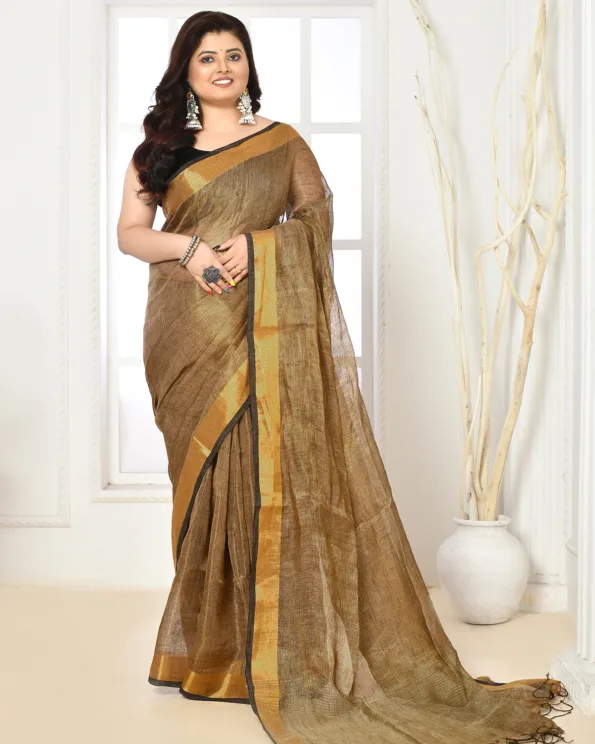 Pure Linen Tissue Saree