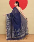 Handloom Linen Saree Royal Blue 01