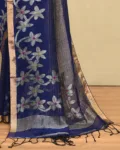 Handloom Linen Saree Royal Blue 01