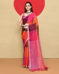 Check Linen Sarees Style 4_1