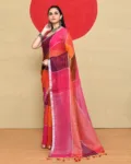 Check Linen Sarees Style 4_1