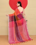 Check Linen Sarees Style 4_1