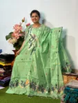 Handloom Jamdani Kurti with Dupatta - Mint Green (Unstitched)