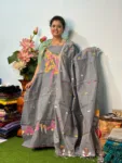 Handloom Jamdani Kurti with Dupatta - Grey (Unstitched)