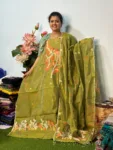 Handloom Jamdani Kurti with Dupatta_Mehandi Green