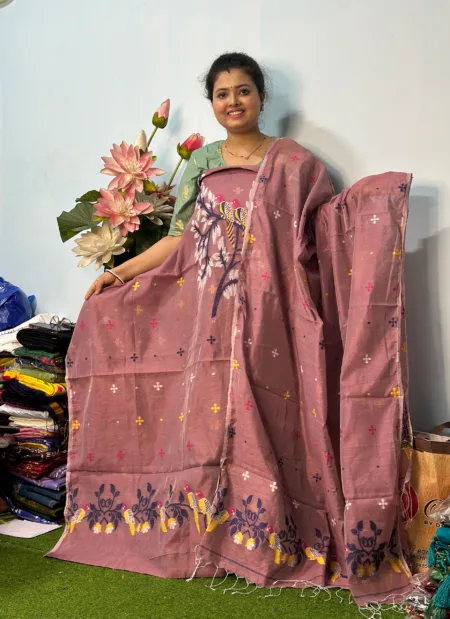 Handloom Jamdani Kurti with Dupatta - Mof Color (Unstitched)