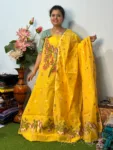 Handloom Jamdani Kurti with Dupatta - Mustard Yellow (Unstitched)