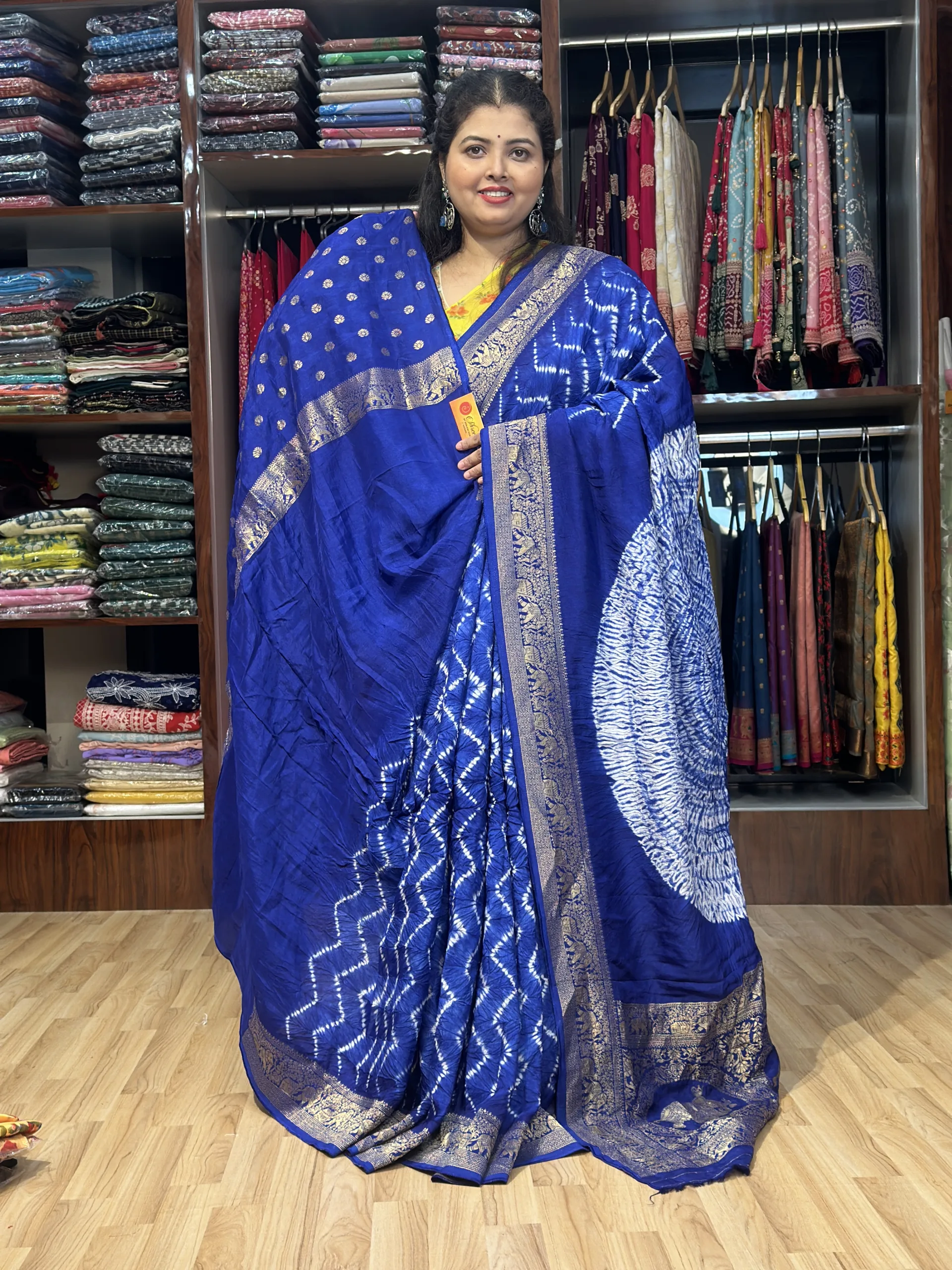 Gajji Shibori Saree_royal blue